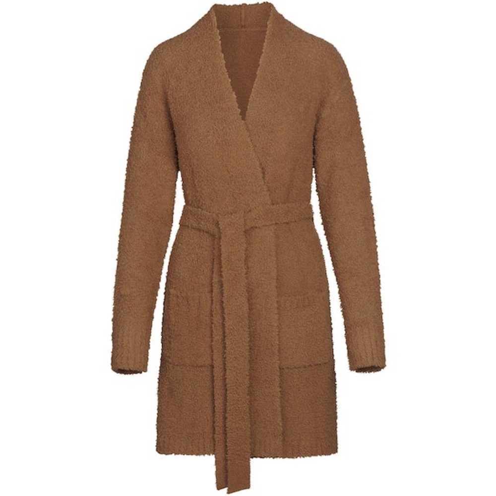 Skims Fuzzy Robe Short Camel Small Medium